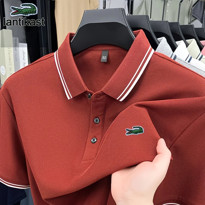Noble Crocodile Men's Polo Shirt 2026 Summer New Design Business Collar Loose Comfortable Short Sleeve