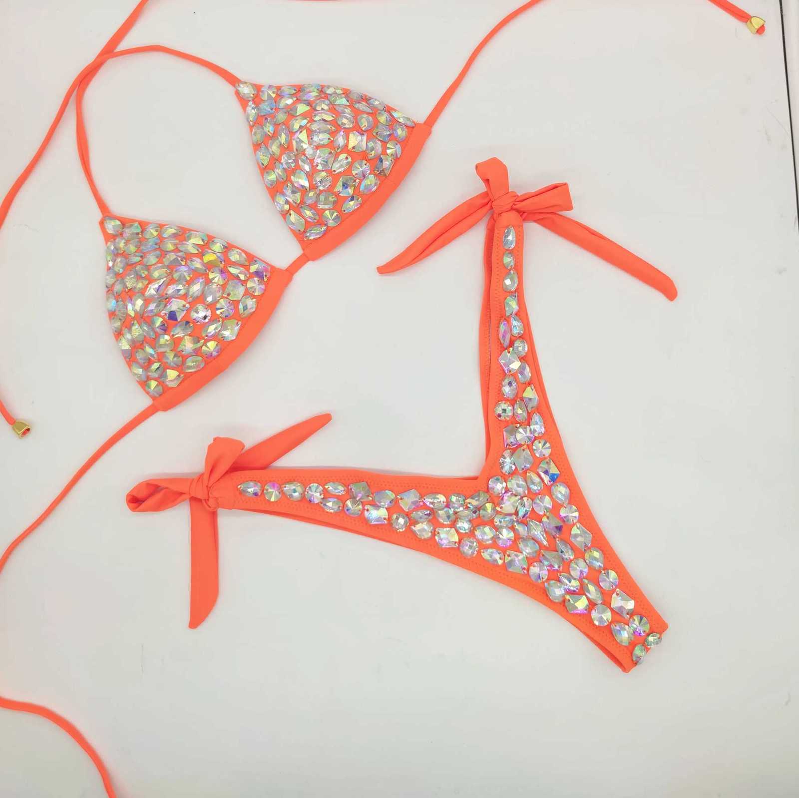 2020 venus vacation new diamond bikini set rhinestone swimwear crystal bathing suit sexy women biquini bling stones swimsuit L260520 - view 4
