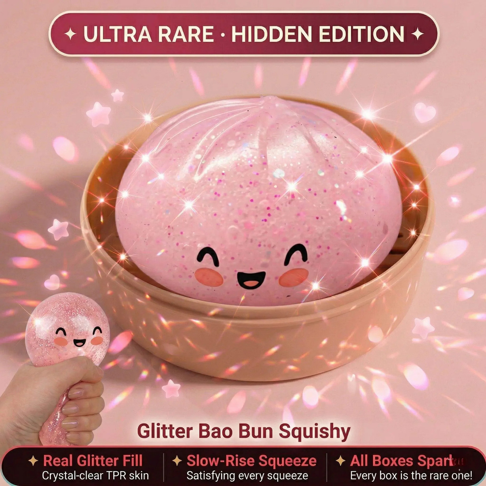 Viral Dumpling Squishy ULTRA RARE Gold Glitter Hidden Edition Squishies Slow Rise Stress Relief Soft w260522