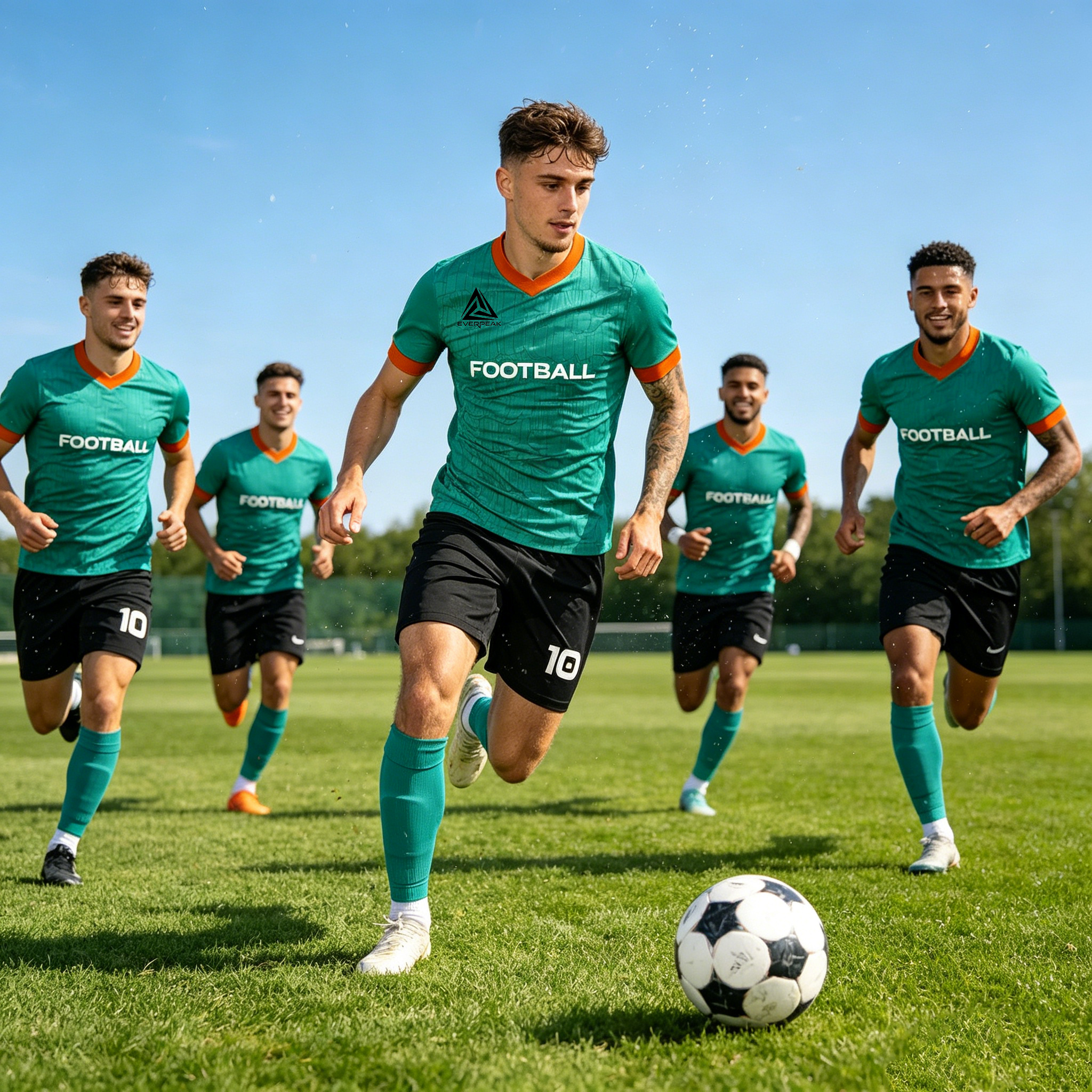 Custom Color Block V-Neck Soccer Jersey Set Men, Quick Dry Football Uniform with Shorts, Customizable Team Name, Number & Logo for Sports - view 5