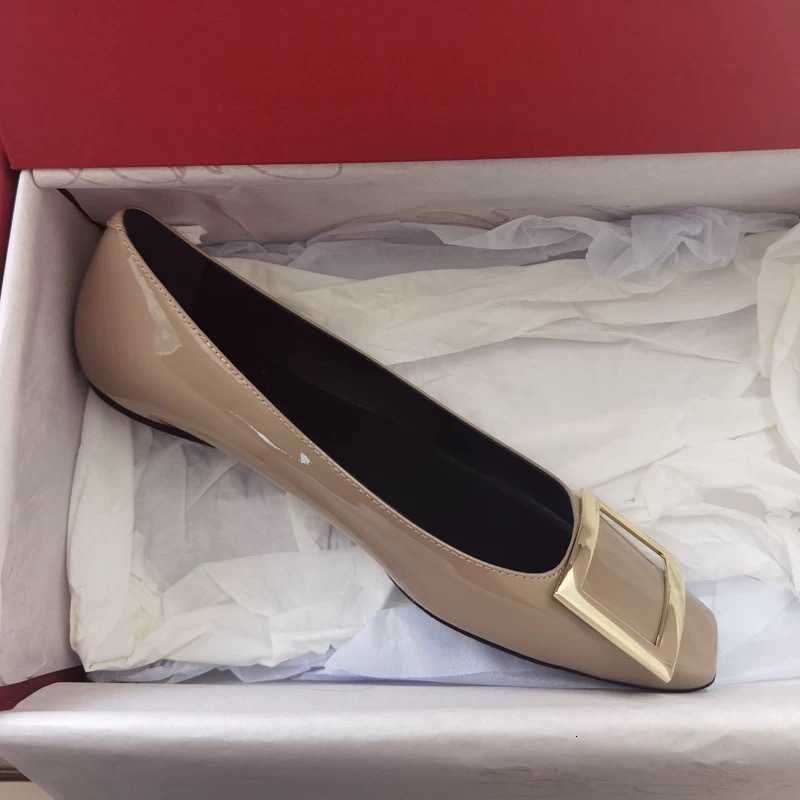 2026 New Womens Square Buckle Flat Shoes Patent Leather Square-Toed Single Shoes Elephant Gray Flat Heel Versatile Shallow Commuting Womens Shoes X260 - view 7