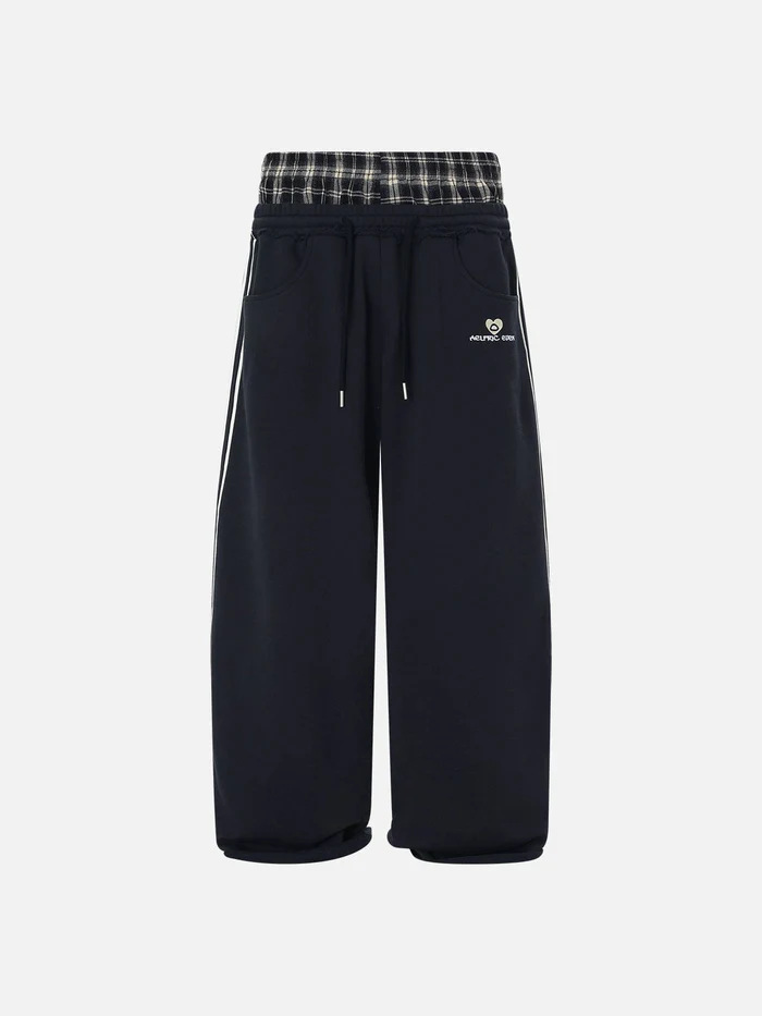 Men's Pants American Retro College Style Loose Fit Two-Piece Set With Double Waist Head Fake Bathroom For Sports Leisure Fashion
