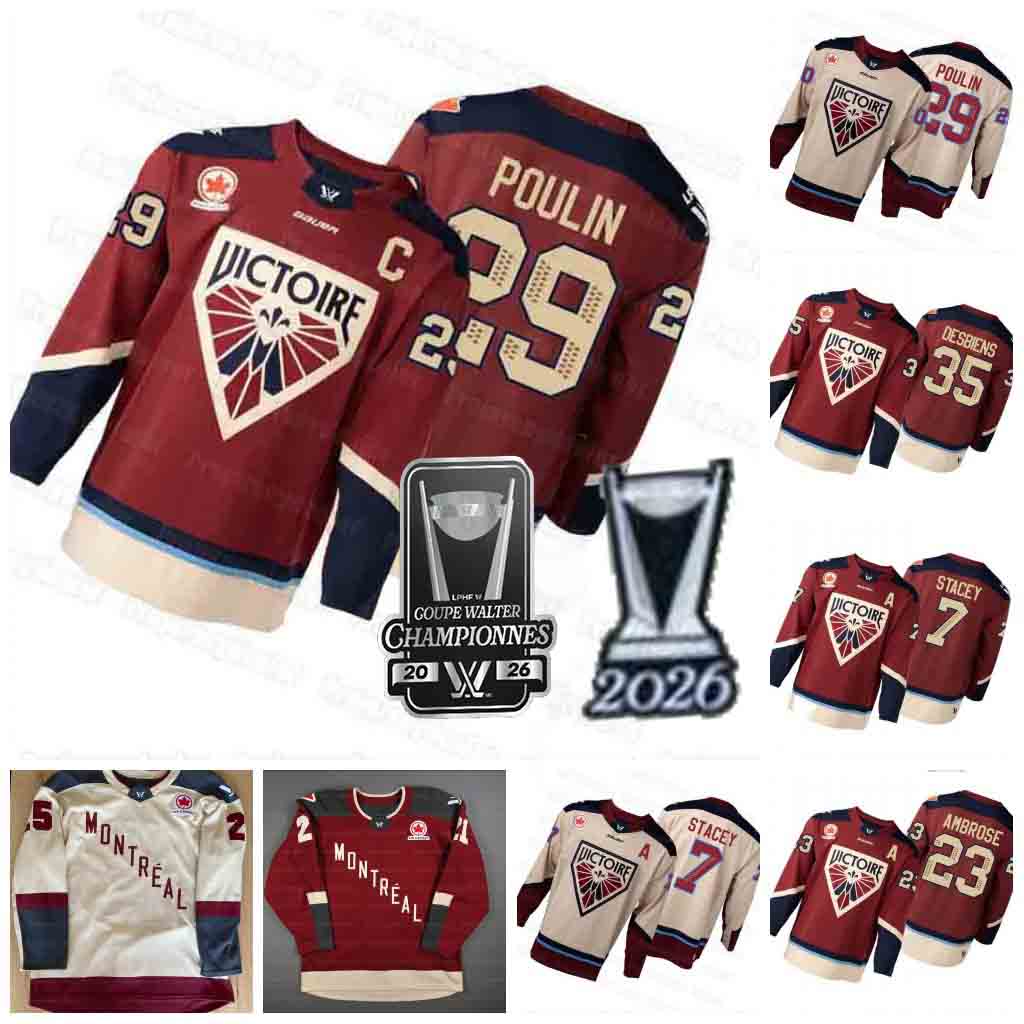 29 Marie-Philip Poulin Montreal Victoire 2026 Walter Cup Champions Maglia Da Ho…