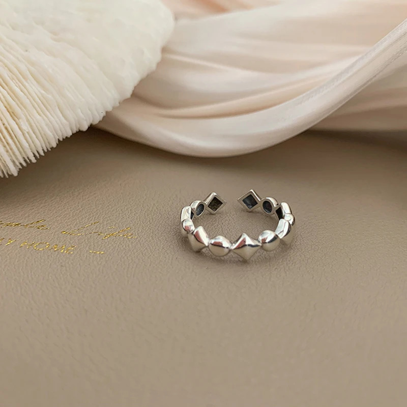 VENTFILLE 925 Sterling Silver Ring for Women Girl Gift Retro Open Trend Unique n Geometric Asymmetric Jewelry Dropship260521 - view 6