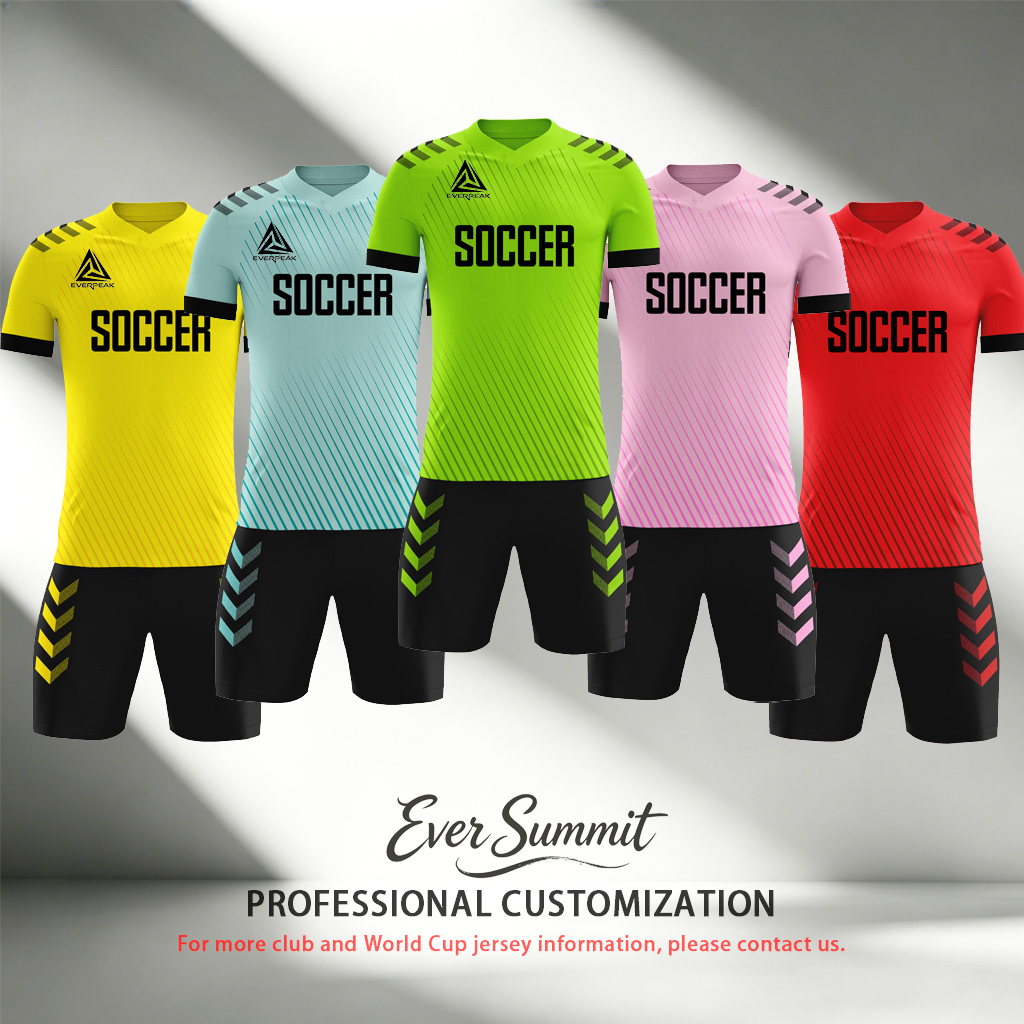 Custom Soccer Jersey Set Men Neon Green Diagonal Football Uniform with Shorts Personalized Name Number Breathable Quick Dry Kit