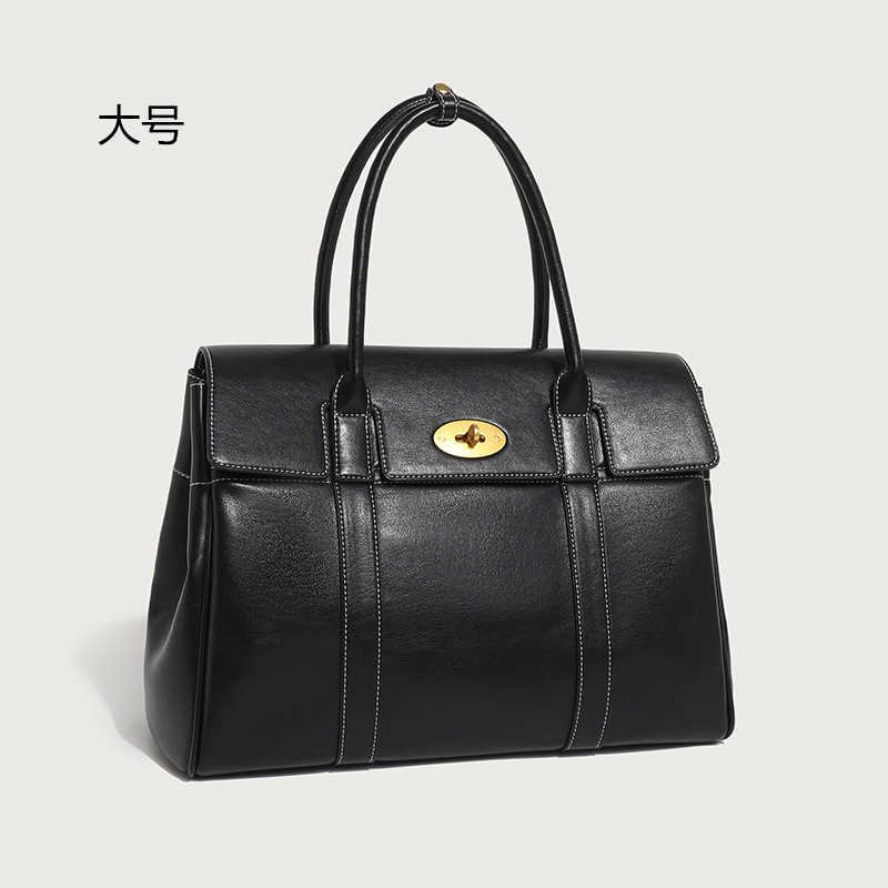 New trendy soft leather tote bag with oil-wax finish for comfortable commuting, large capacity, hand-held, single shoulder strap, crossbody design H26