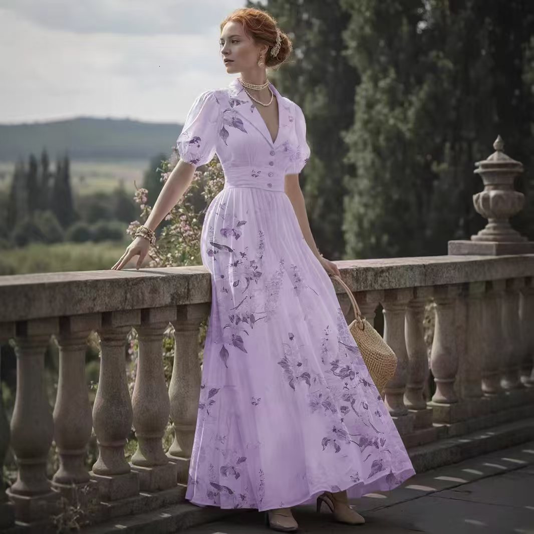 2025 New -Style Printed Long Dress240814