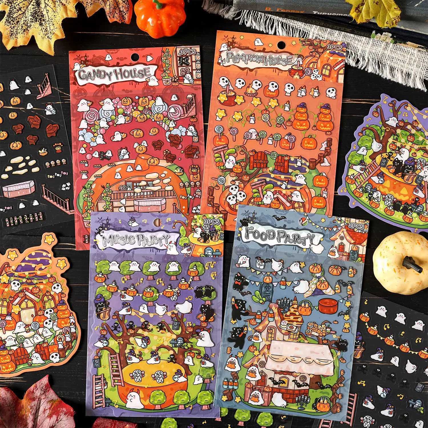 Kawaii Halloween Concert 3D Candy Shop Landscape Sticker DIY Pocket Cabin Scene festival holiday Childrens Toys gifts M260522 - view 4
