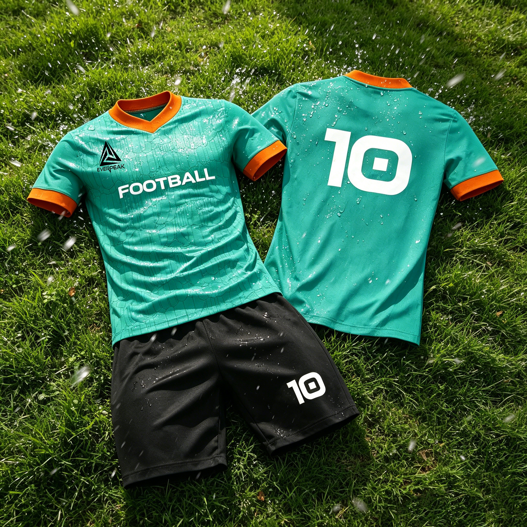 Custom Color Block V-Neck Soccer Jersey Set Men, Quick Dry Football Uniform with Shorts, Customizable Team Name, Number & Logo for Sports - view 6