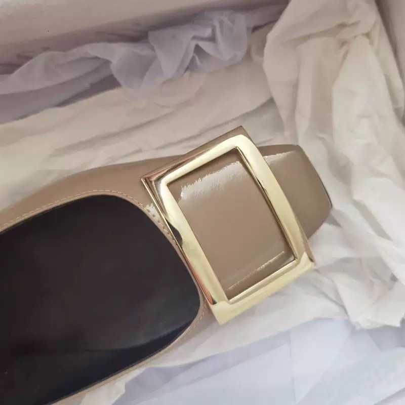 2026 New Womens Square Buckle Flat Shoes Patent Leather Square-Toed Single Shoes Elephant Gray Flat Heel Versatile Shallow Commuting Womens Shoes X260 - view 3