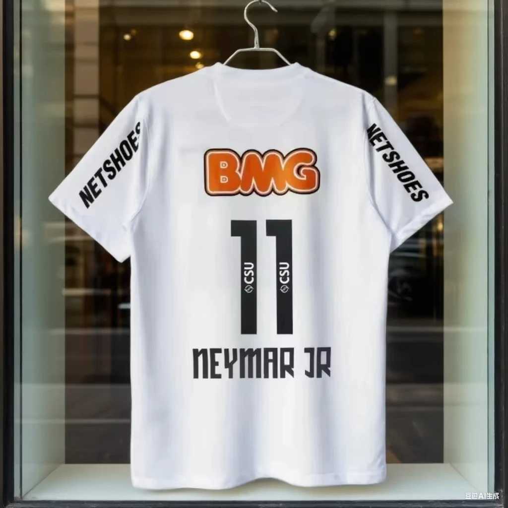 SummerClassic 11-12 Santossi Pure Cotton Shirt Retro Little Neymar Adult Mens and Womens Large Short SLeevesJ260522