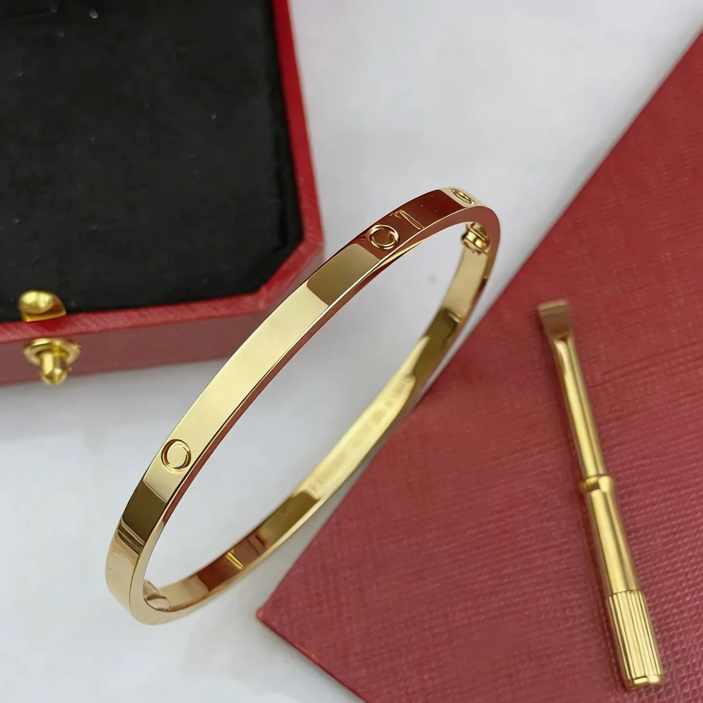 Women Luxury Designer Bracelet Bangle Gold Plated Bracelets with Screwdriver 6mm Wide Size 16-19 Womens Bangles Jewelry