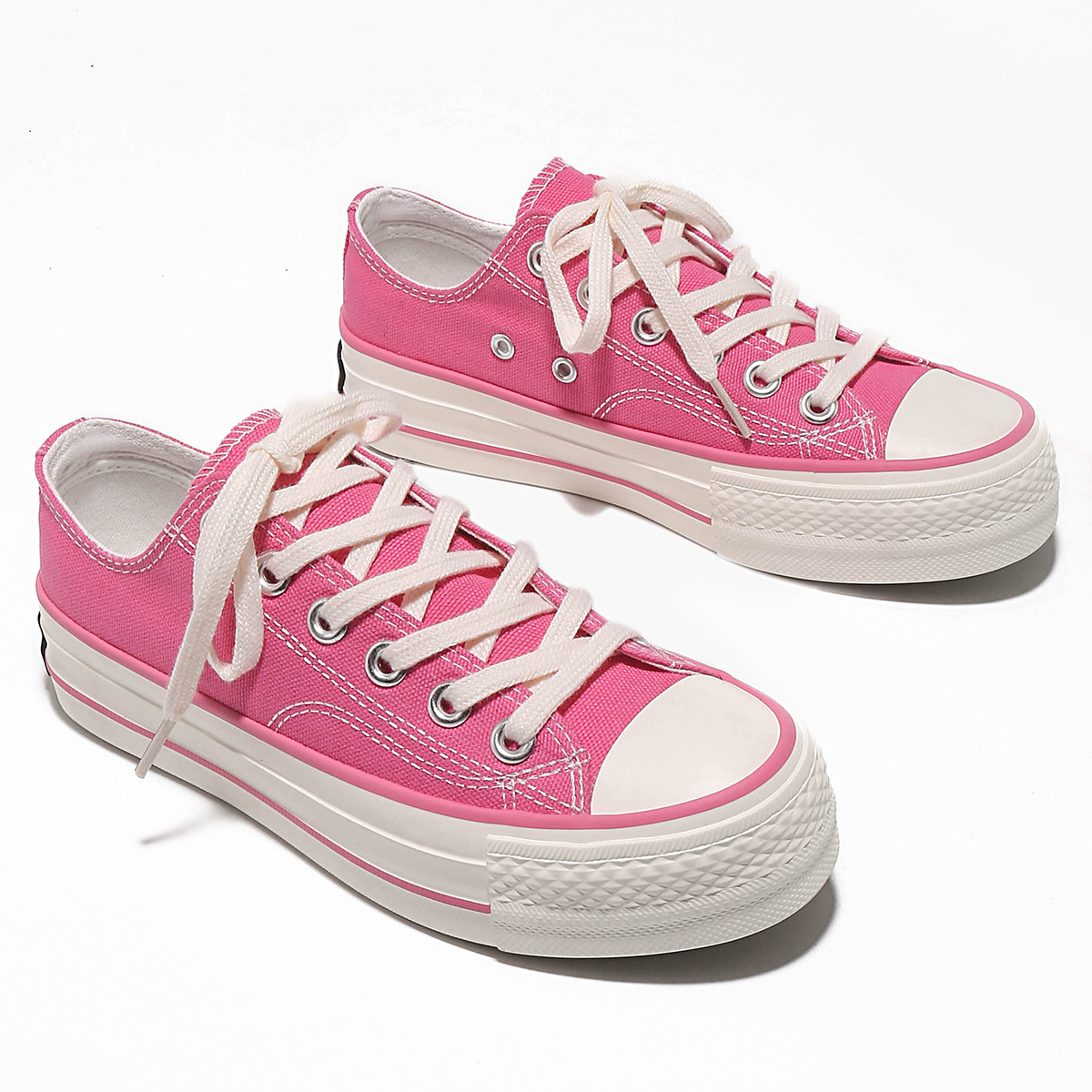 2026 New Thick soled Height Rising Pink Canvas Shoes Fashion Classic Trendy Casual Shoes For Woman