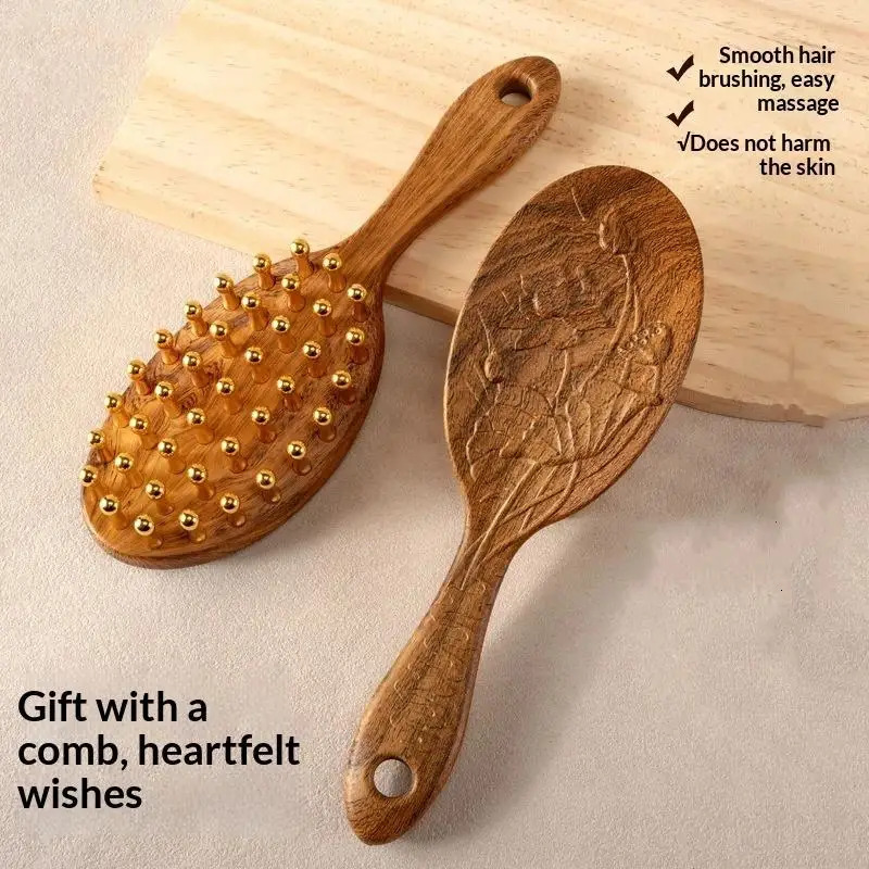 39Teeth Head Massage Gua Sha Tool Long Handle Scalp Meridian Comb Thickened Wide Wooden 260522