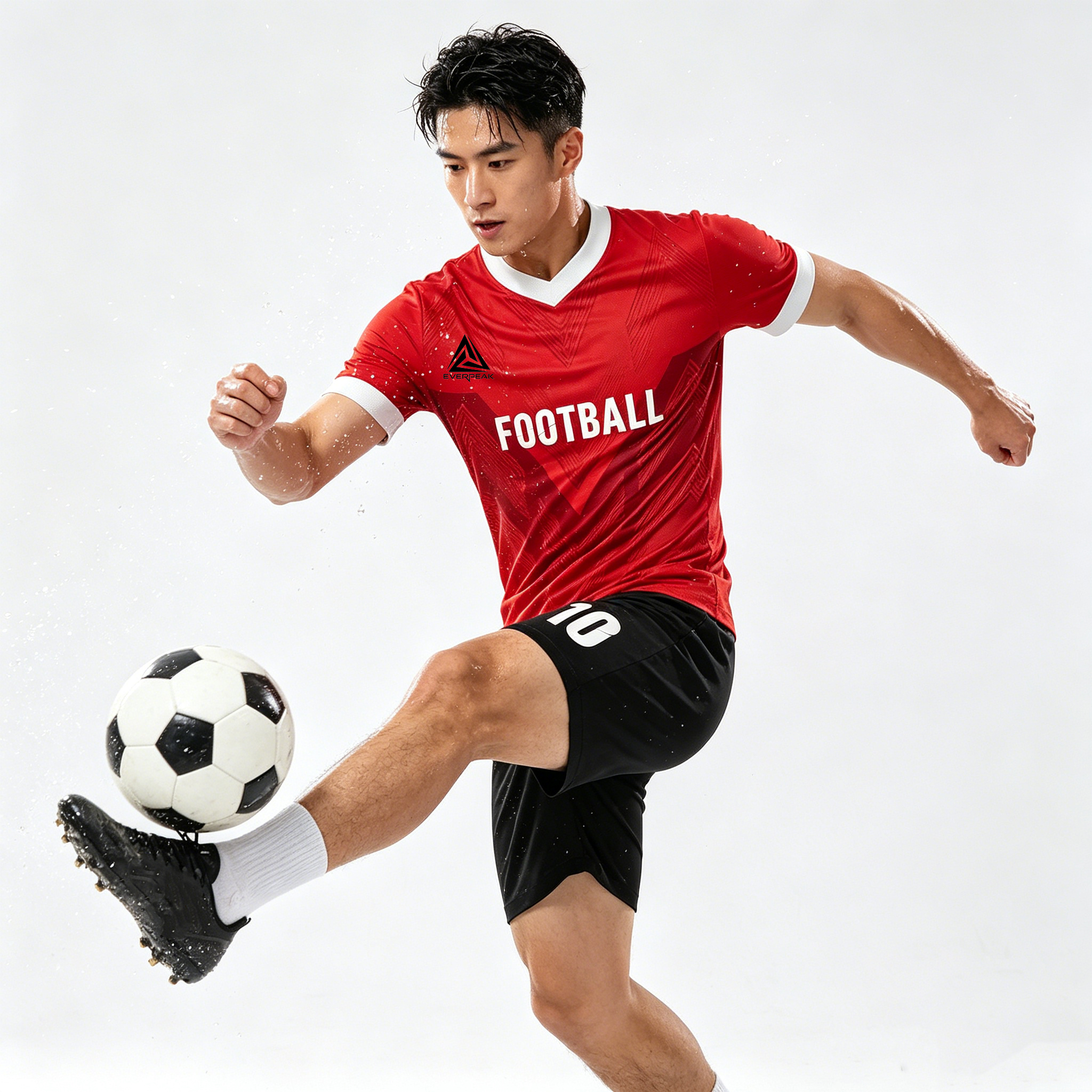 Custom V-Neck Soccer Uniform Set Geometric Diamond Pattern Breathable Polyester OEM Football Jersey Shorts for Teams Clubs - view 4