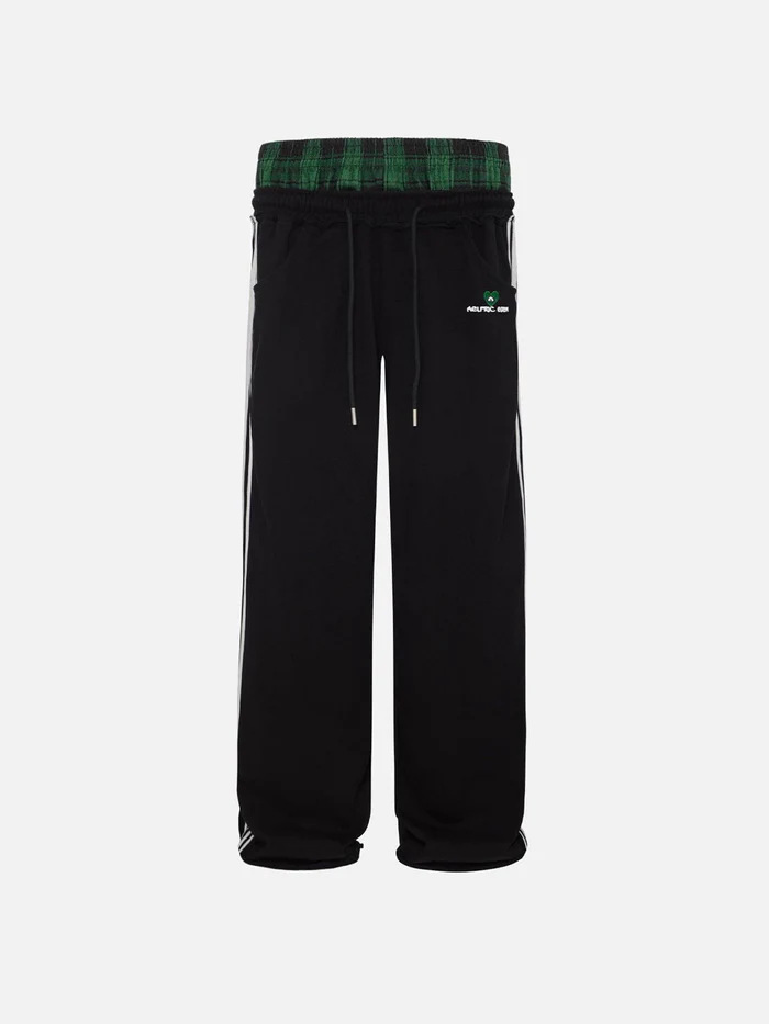 Men's Pants American Retro College Style Loose Fit Two-Piece Set With Double Waist Head Fake Bathroom For Sports Leisure Fashion