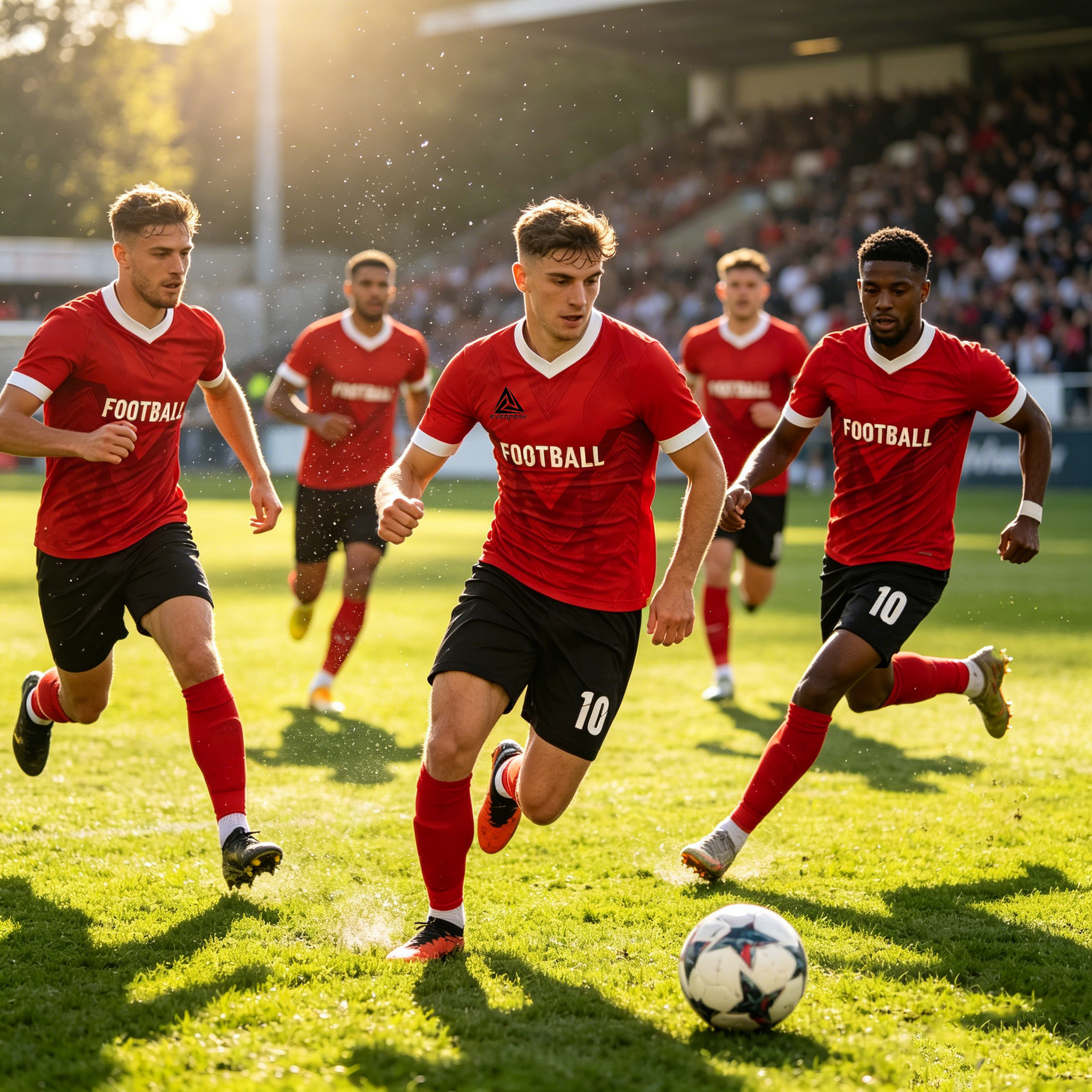 Custom V-Neck Soccer Uniform Set Geometric Diamond Pattern Breathable Polyester OEM Football Jersey Shorts for Teams Clubs - view 3