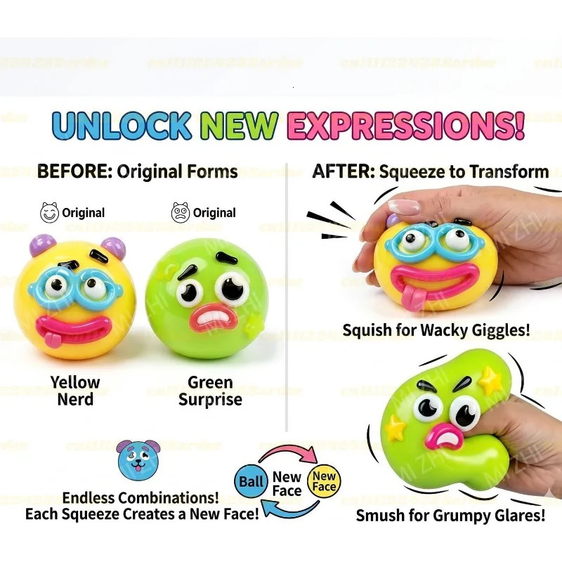 2026 Smushers Squishy Curiosities Dog Face Swap Toy Soft Moldable Cute Slow Rise Squeeze stress relief toy 260522