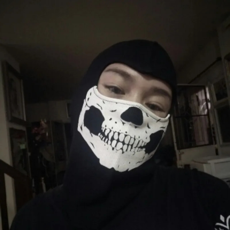 Full Face Mask Black Ghosts Print Balaclava with Skull Printed for Cosplay Party Motorcycle Bike Cycling Hiking Outdoor 260522