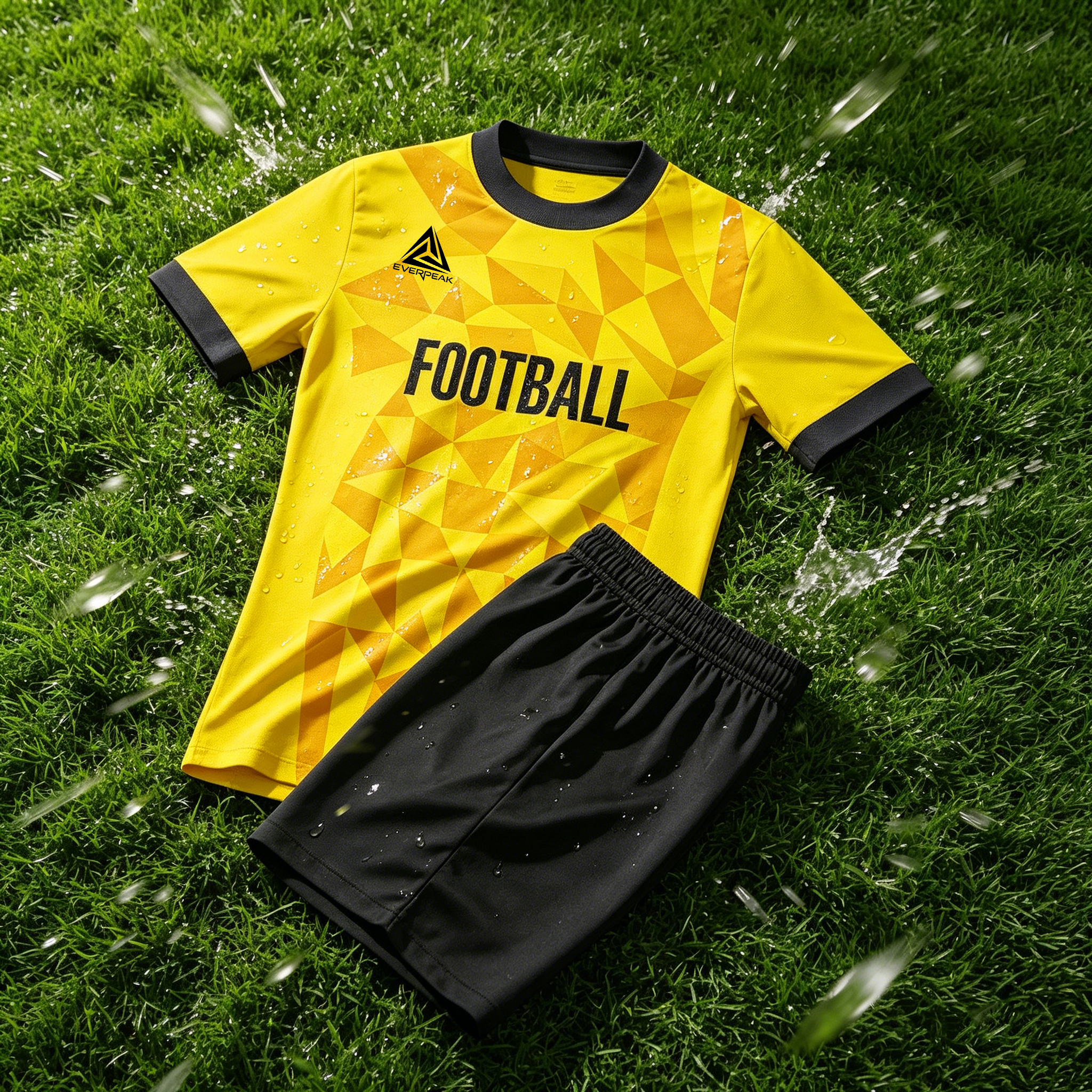 Custom Geometric Camo Soccer Jersey Set Men Quick Dry Football Uniform with Shorts Customizable Team Name Number Logo for Sports - view 6