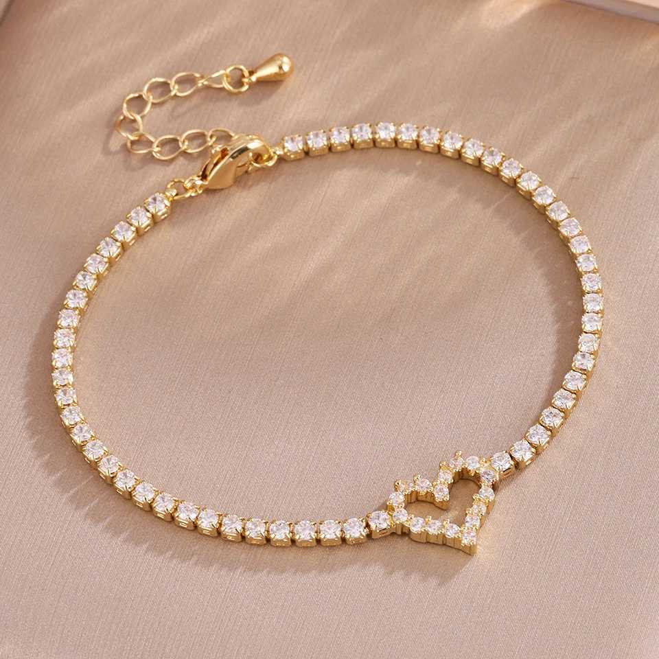 Yupsk 1/3pcs Gold Color Buling CZ Rhinestone Heart Tennis Bracelets for Women Trendy Versatile Stackable Jewelry H260522 - view 6