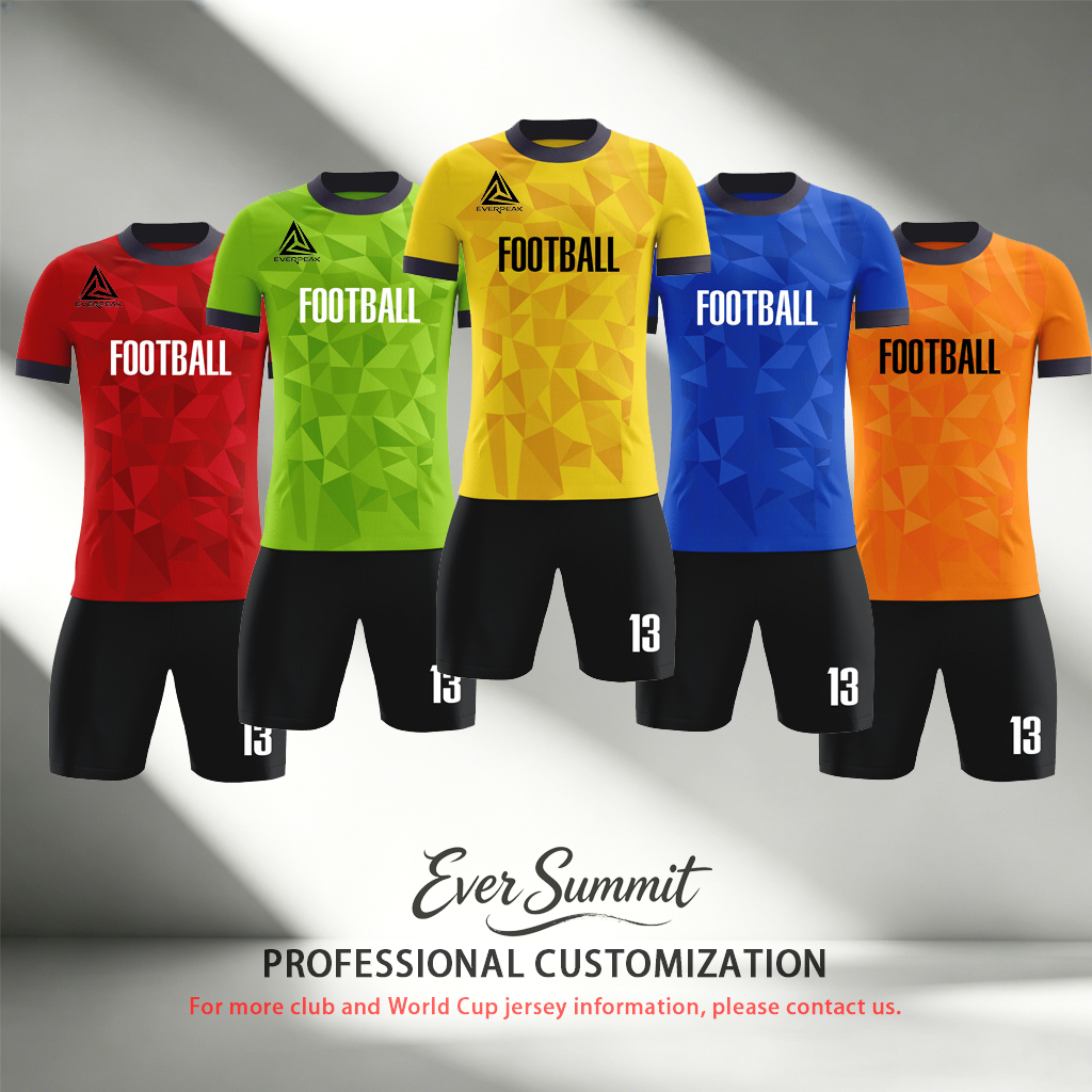 Custom Geometric Camo Soccer Jersey Set Men Quick Dry Football Uniform with Shorts Customizable Team Name Number Logo for Sports
