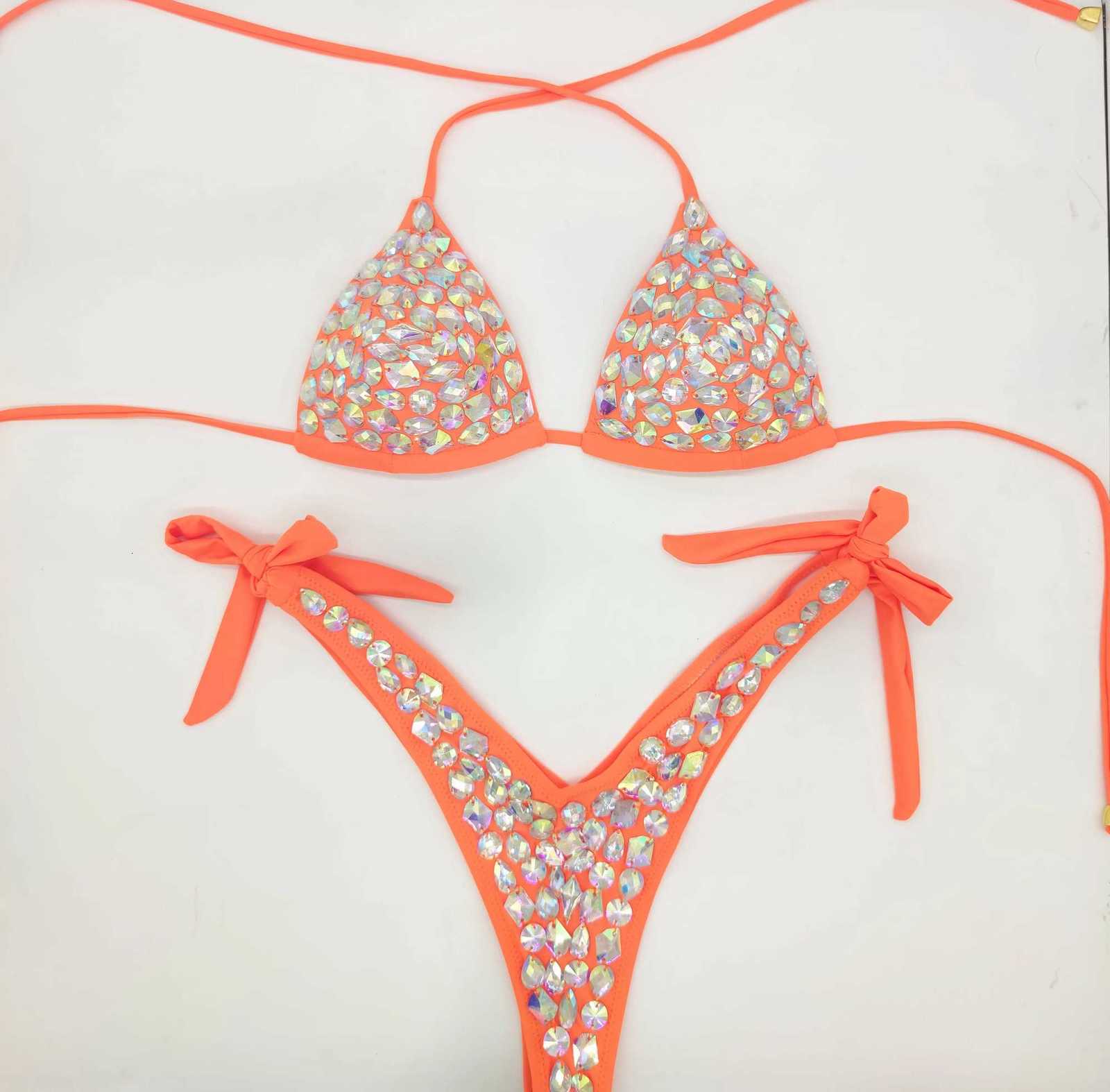 2020 venus vacation new diamond bikini set rhinestone swimwear crystal bathing suit sexy women biquini bling stones swimsuit L260520 - view 6