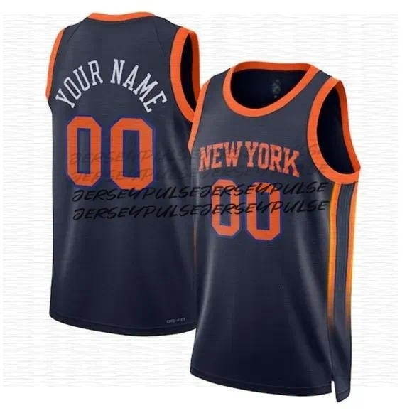Custom Knicks Karl-Anthony Towns Josh Hart OG Anunoby Miles McBride Mikal Bridges Jalen Brunson Derrick Rose Tyler Kolek Jose Alvarado Swingman Jersey