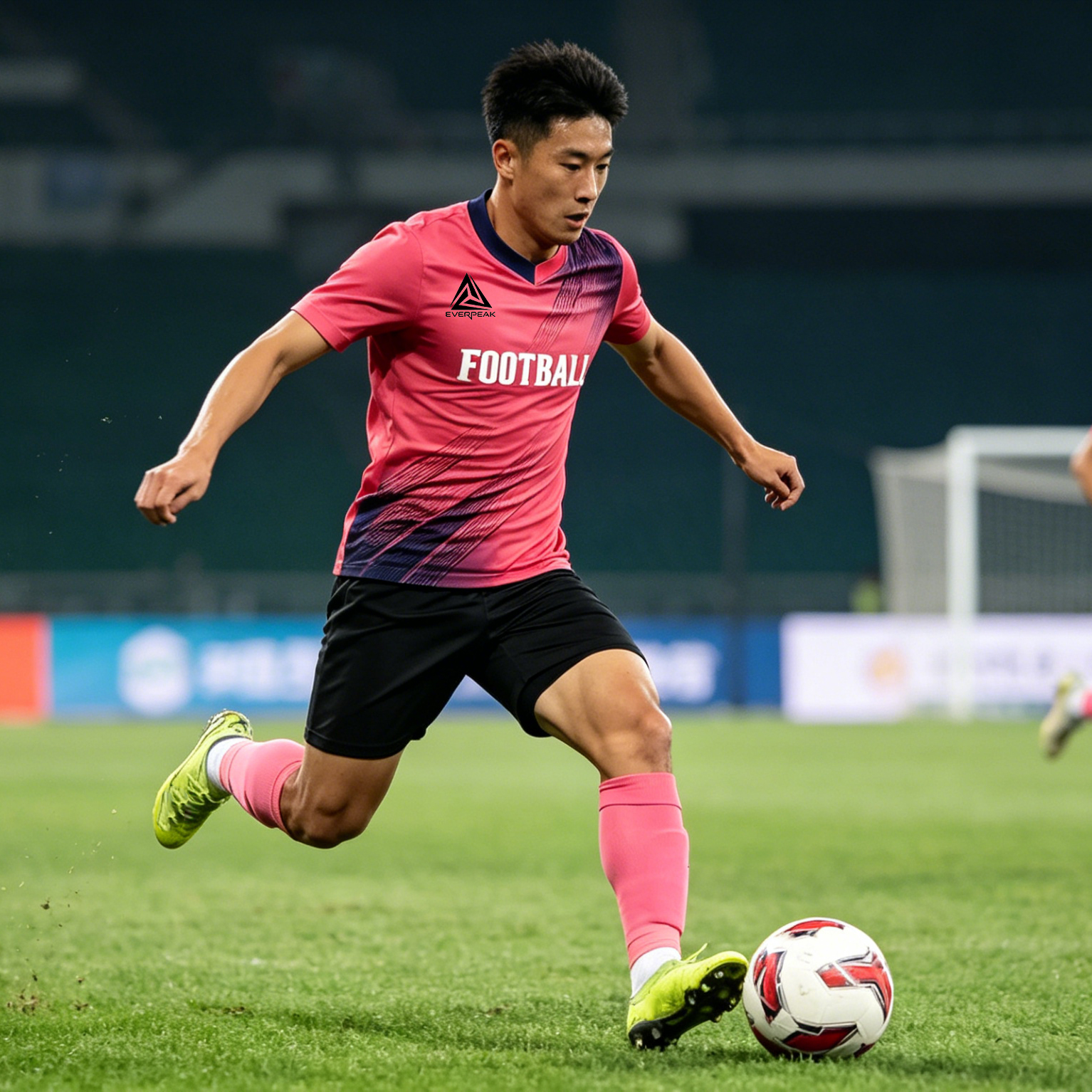 Custom Soccer Jersey Set Men Pink Purple Gradient Football Uniform with Shorts Personalized Name Number Breathable Quick Dry Kit - view 3