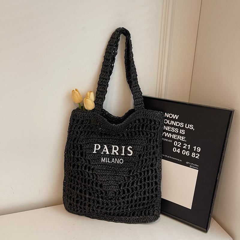 Designer Bag 2026 New Hollow Woven Women's Handbag Shoulder Summer Straw Large Capacity Tote Vacation Bag