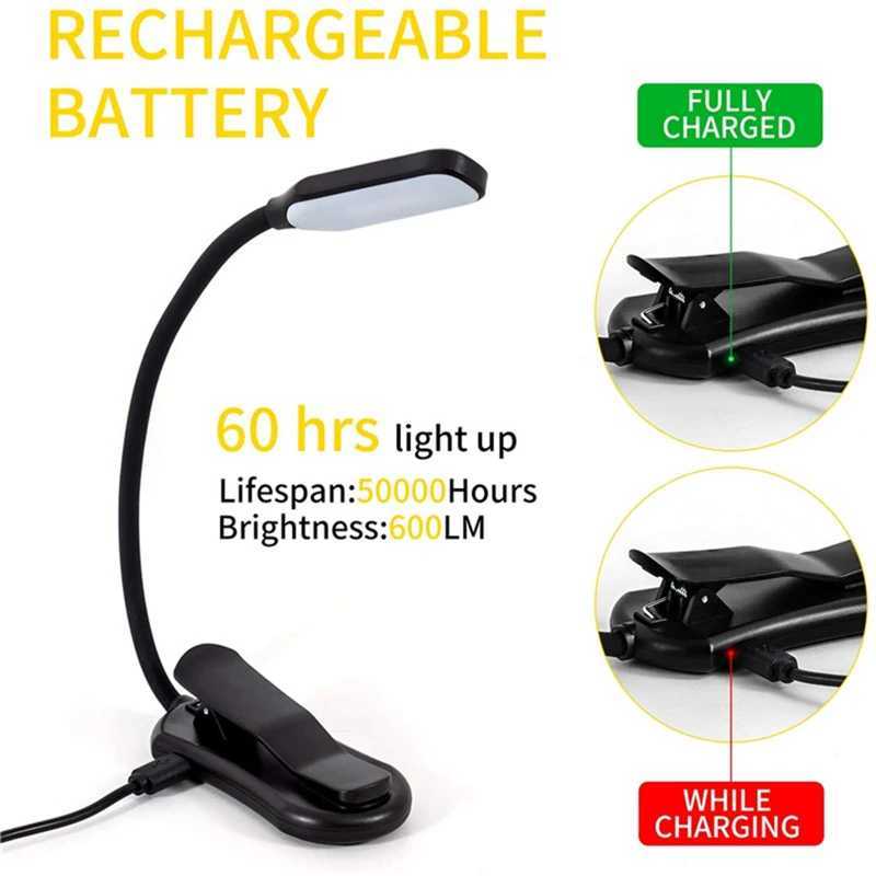Rechargeable Book Light 7 LED Reading Light with 3-Level Warm Cool White Daylight Flexible Easy Clip Night Reading Lamp in Bed C260521