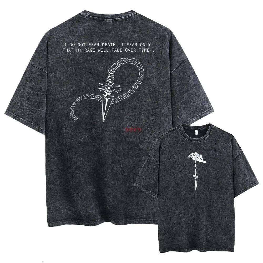 Gon Freecss Print T-shirt X Hunter Anime Oversized Clothing Men Women Short Sleeve Cotton Tshirts Washed Harajuku T Shirt J260522