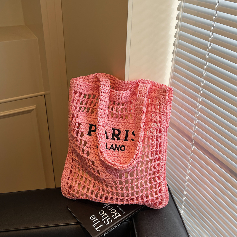 Designer Bag 2026 New Hollow Woven Women's Handbag Shoulder Summer Straw Large Capacity Tote Vacation Bag