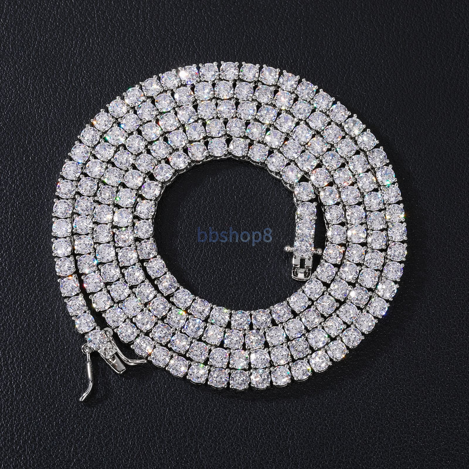 VVS Moissangite Tennis Necklace 4mm Sparkling Diamond Tennis necklace GRA tested tennis necklace is suitable for rock rappers to wear everyday wear - view 4