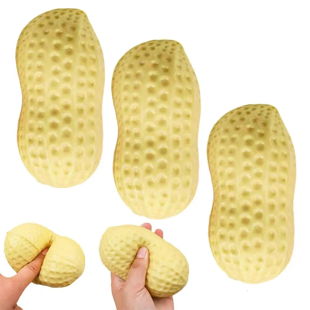 Peanut Shaped Stress Relief Toy TPR Material Squeeze Fidget Good Luck Symbol for Anxiety Desk Decor 260522
