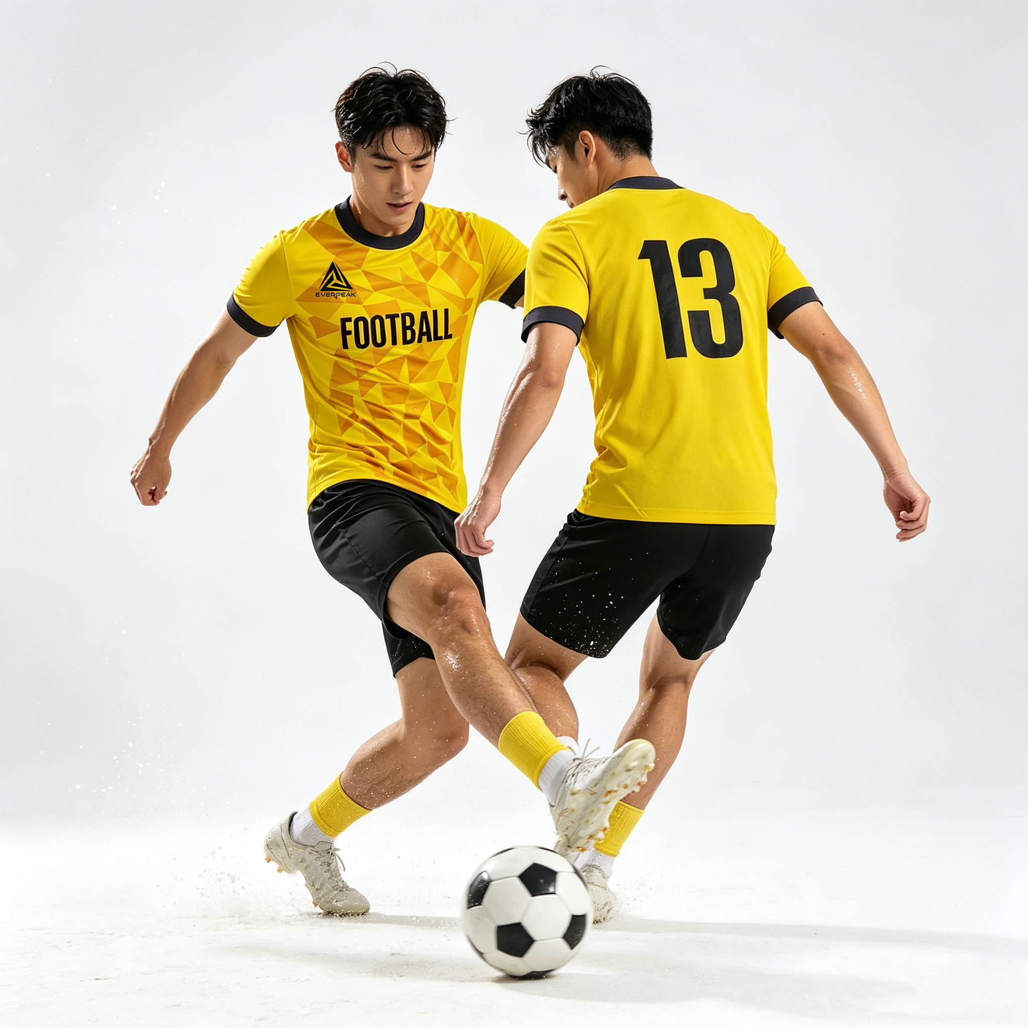 Custom Geometric Camo Soccer Jersey Set Men Quick Dry Football Uniform with Shorts Customizable Team Name Number Logo for Sports - view 3