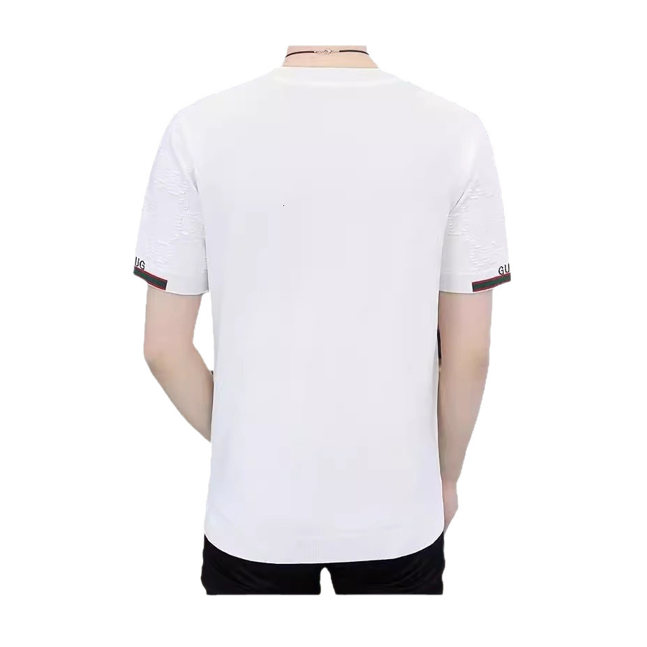 Summer thin ice silk short-sleeve t-shirt for men, trendy brand 3D embroidered knitted half-sleeve summer top, men's wholesale - view 5