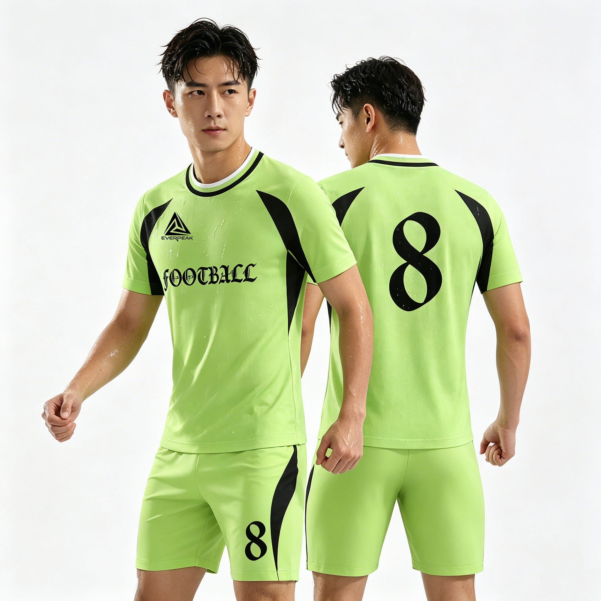 Custom Side Stripe Soccer Jersey Set Men Quick Dry Football Uniform with Shorts Customizable Team Name Number Logo for Sports - view 5
