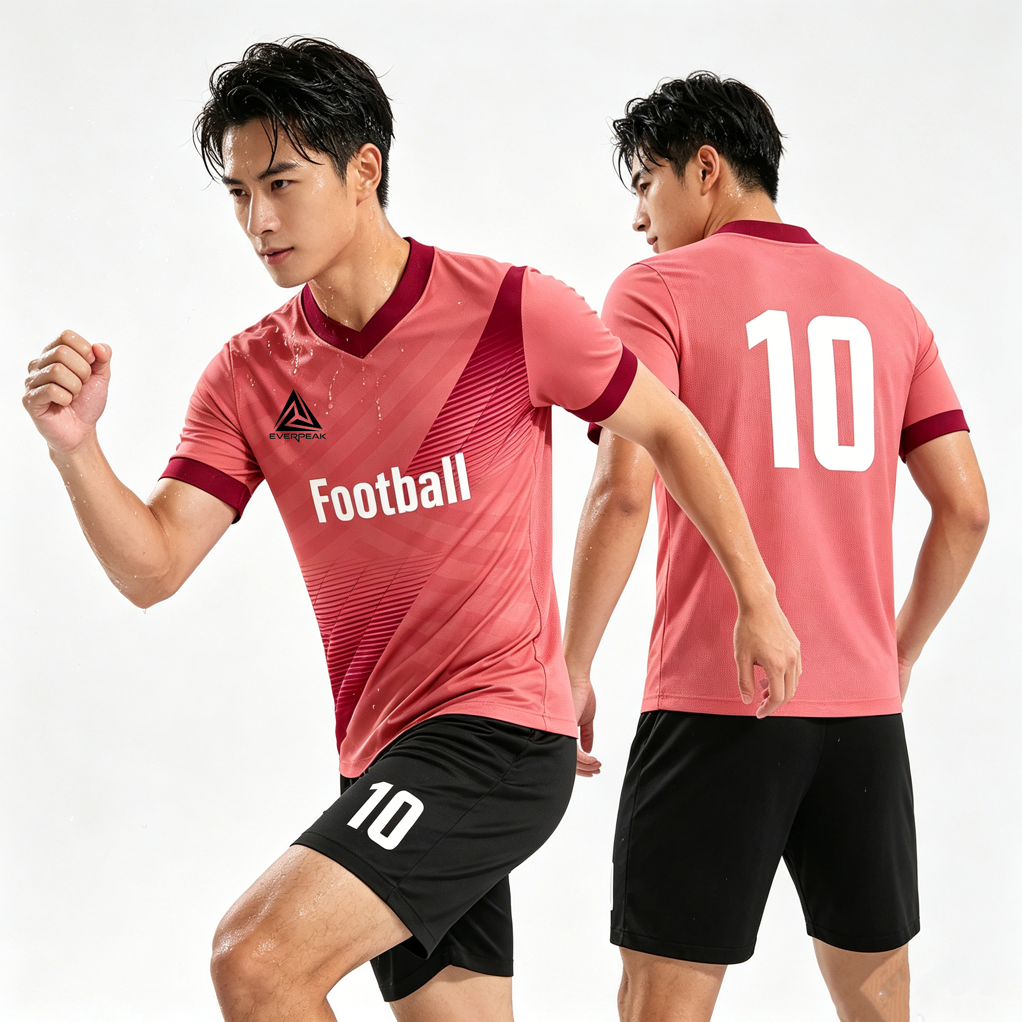 Custom Gradient Diagonal Soccer Jersey Set Men Quick Dry Football Uniform with Shorts Customizable Team Name Number Logo for Sports - view 3