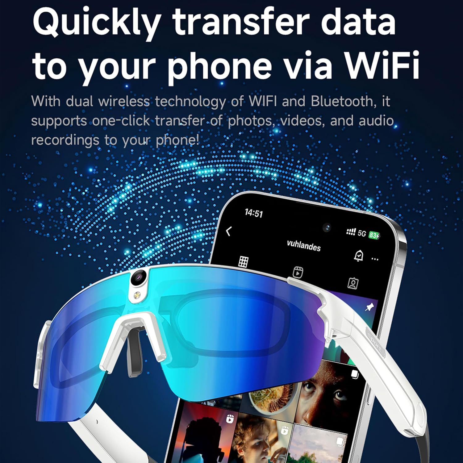 AI Glasses with HD 8MP Camera,Smart Glasses with 290 mAh,4K Video Camera Sunglasses with Smart Translation