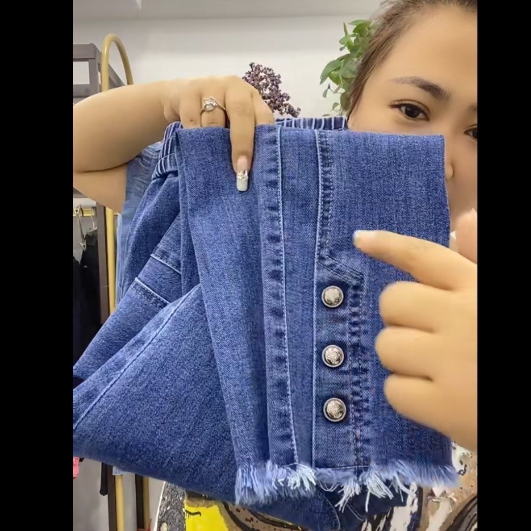 Luxury Women's Designer Jeans 2026 Spring/summer New Outdoor Casual Loose Large Size Water Washed Elastic Cowboy Bellbottom Pants Fashion High En