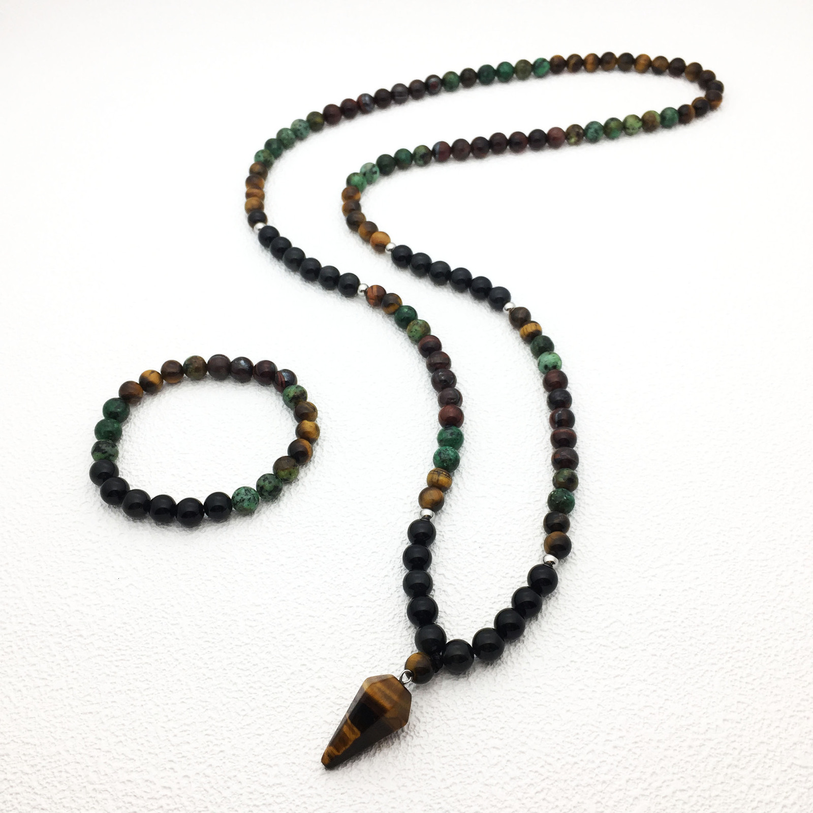 Imitation natural stone necklace and bracelet for women light luxury with a high-end feel niche style versatile accessory250724