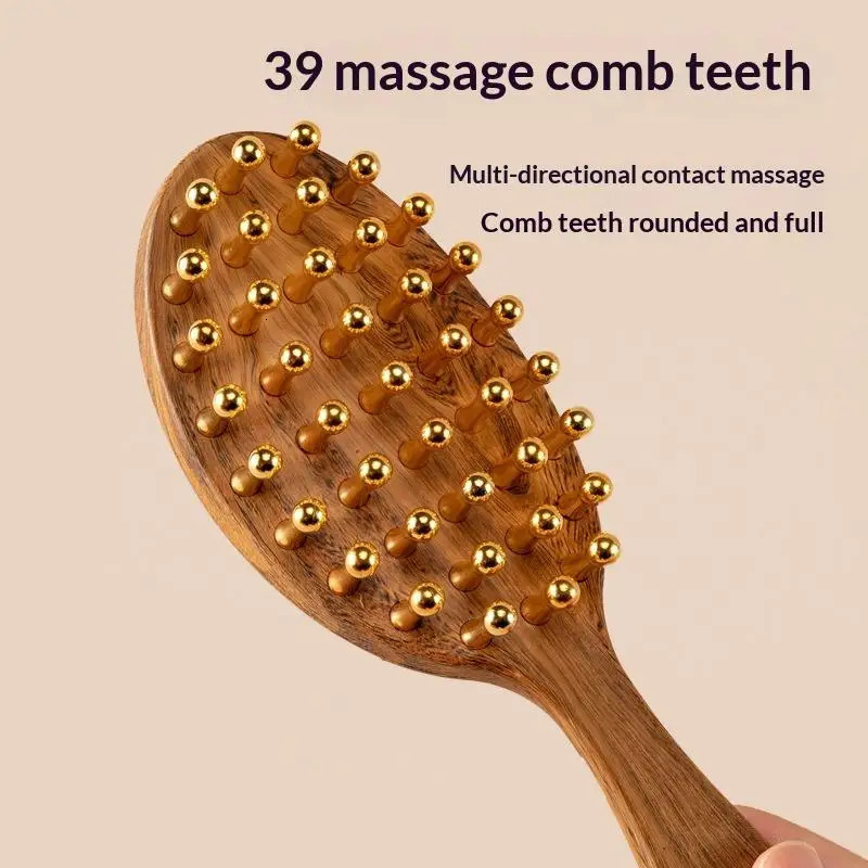 39Teeth Head Massage Gua Sha Tool Long Handle Scalp Meridian Comb Thickened Wide Wooden 260522