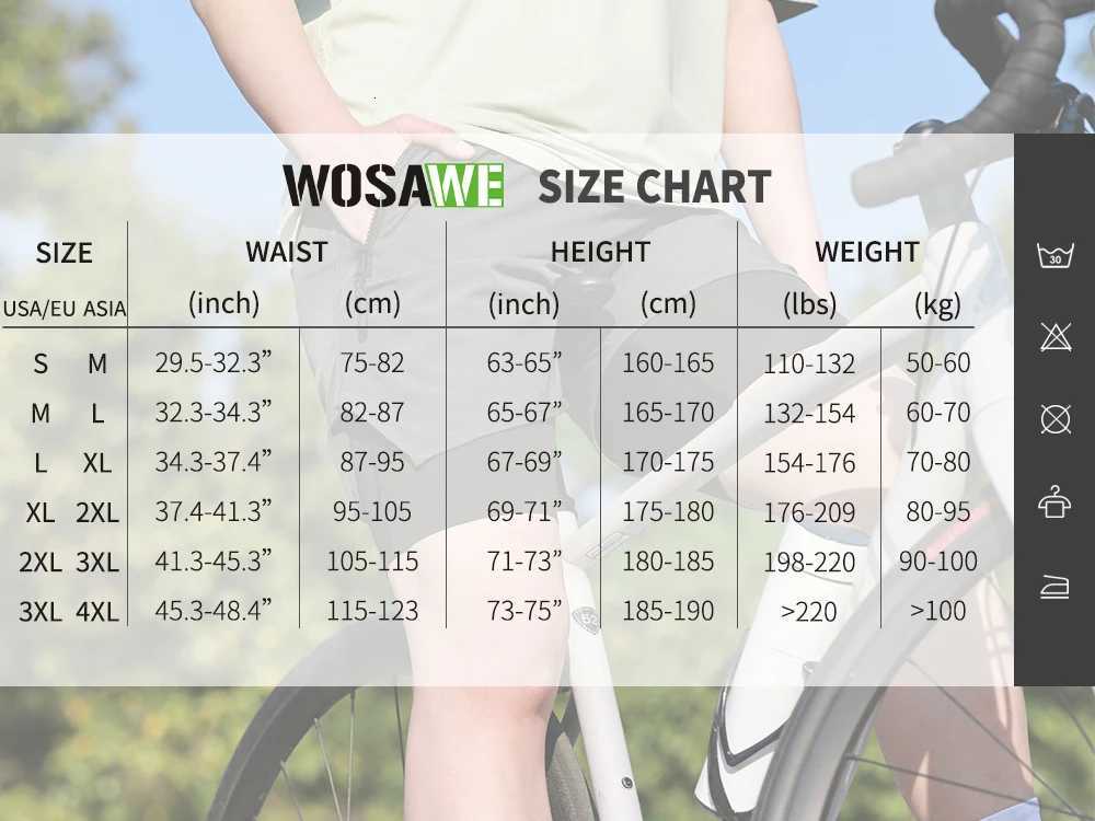 WOSAWE MTB Shorts Summer Men Cycling Shorts 2 in 1 Mountain Bike Padded Shorts Double Layer Downhill Bike Quick Dry Short Pants M260521 M260520