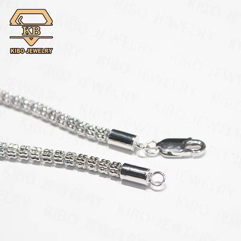 14K Gold Plated Real 925 Sterling Silver 34mm Two Tone Ice Chain Diamond Cut Ice Link Chain Moon Ice Chain - view 5