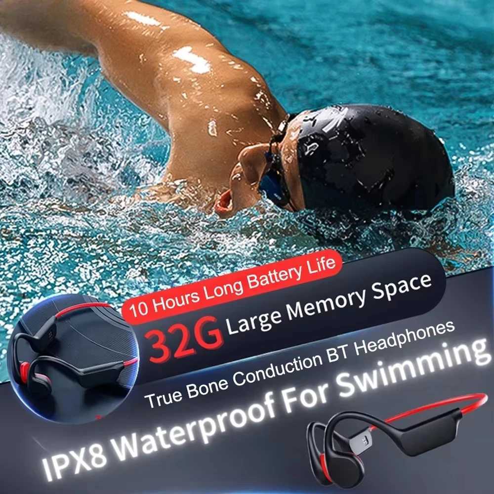 Bone Conduction Headphones IPX8 Waterproof MP3 32GB Bluetooth54 Wireless Headphones With Mic Swimming Sports Fitness 2026 C260522