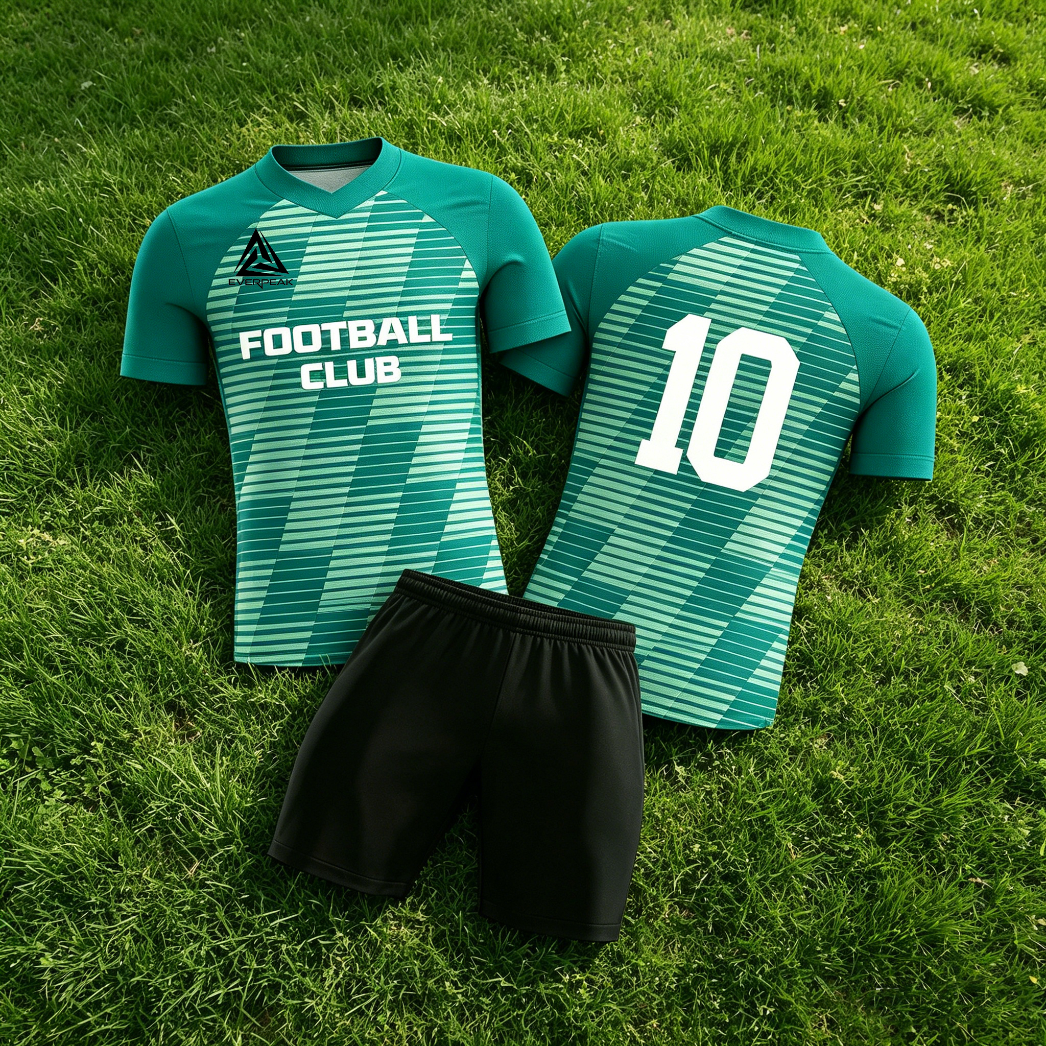 Custom Soccer Jersey Set Men Teal Gradient Checker Football Uniform with Shorts Personalized Name Number Breathable Quick Dry Kit - view 6