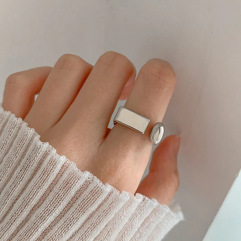 VENTFILLE 925 Sterling Silver Ring for Women Girl Gift Retro Open Trend Unique n Geometric Asymmetric Jewelry Dropship260521 - view 4