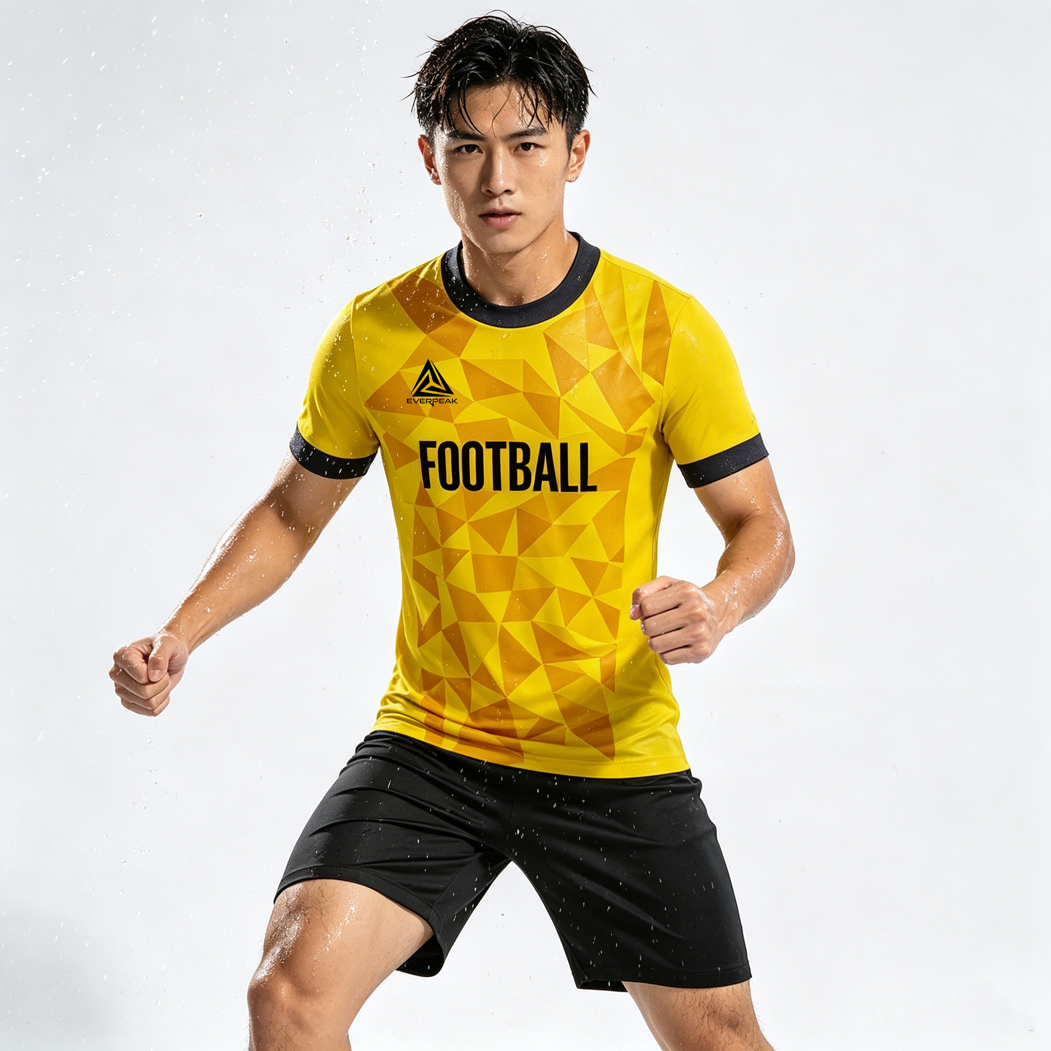 Custom Geometric Camo Soccer Jersey Set Men Quick Dry Football Uniform with Shorts Customizable Team Name Number Logo for Sports - view 5