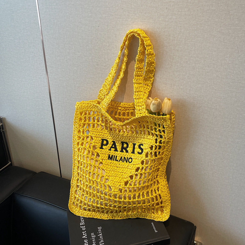 Designer Bag 2026 New Hollow Woven Women's Handbag Shoulder Summer Straw Large Capacity Tote Vacation Bag